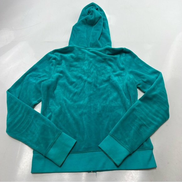 Juicy Couture women’s green velvet y2k trendy zip up hooded jacket L L109-39 - Picture 3 of 6